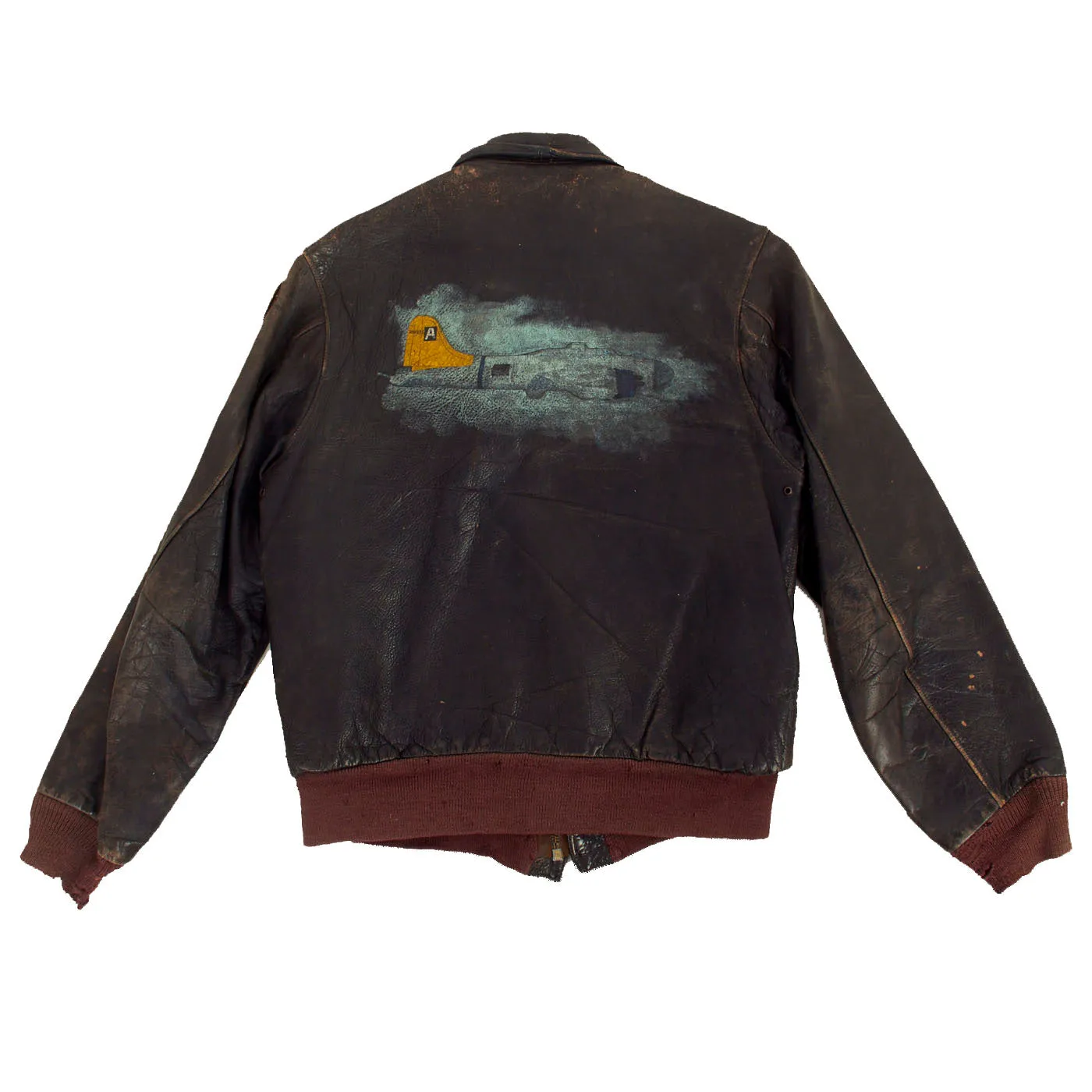 Original U.S. WWII Named 8th Air Force 332nd Bomb Squadron Painted A-2 Flight Jacket 1st S. W. Jenson - Featured in Book American Flight Jackets, Airmen & Aircraft