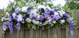 Purple and White Wedding Flowers, Wedding arch swag