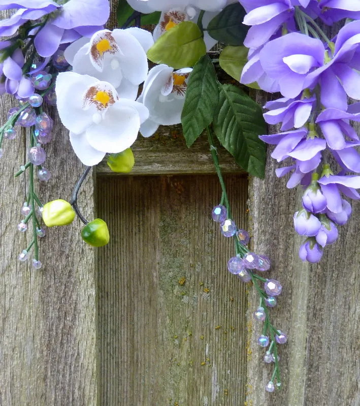 Purple and White Wedding Flowers, Wedding arch swag