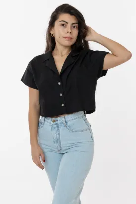 RCP315GD - Boxy Cropped Camp Collar Shirt