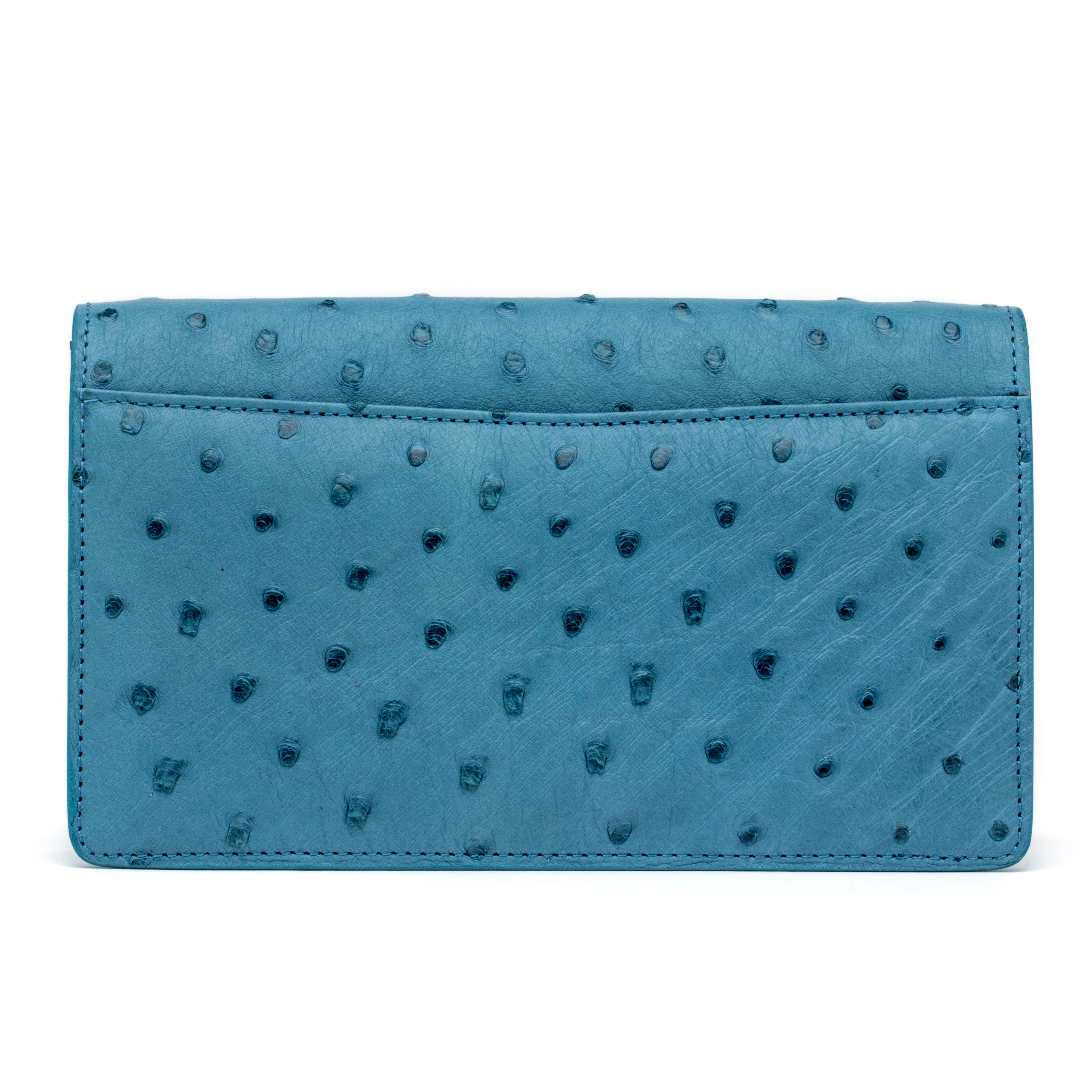 Ring Clutch in Blue Jeans Ostrich