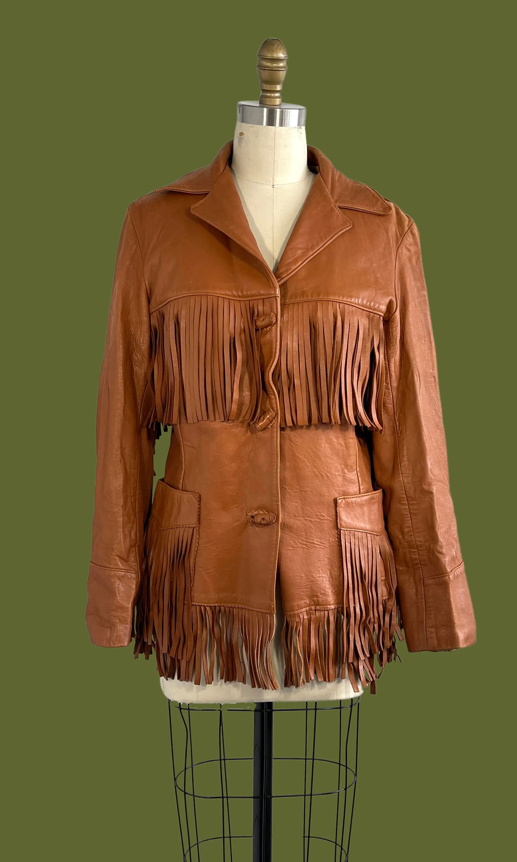 RODEO QUEEN 50s Chris Line Originals Western Fringe Leather, Size Medium