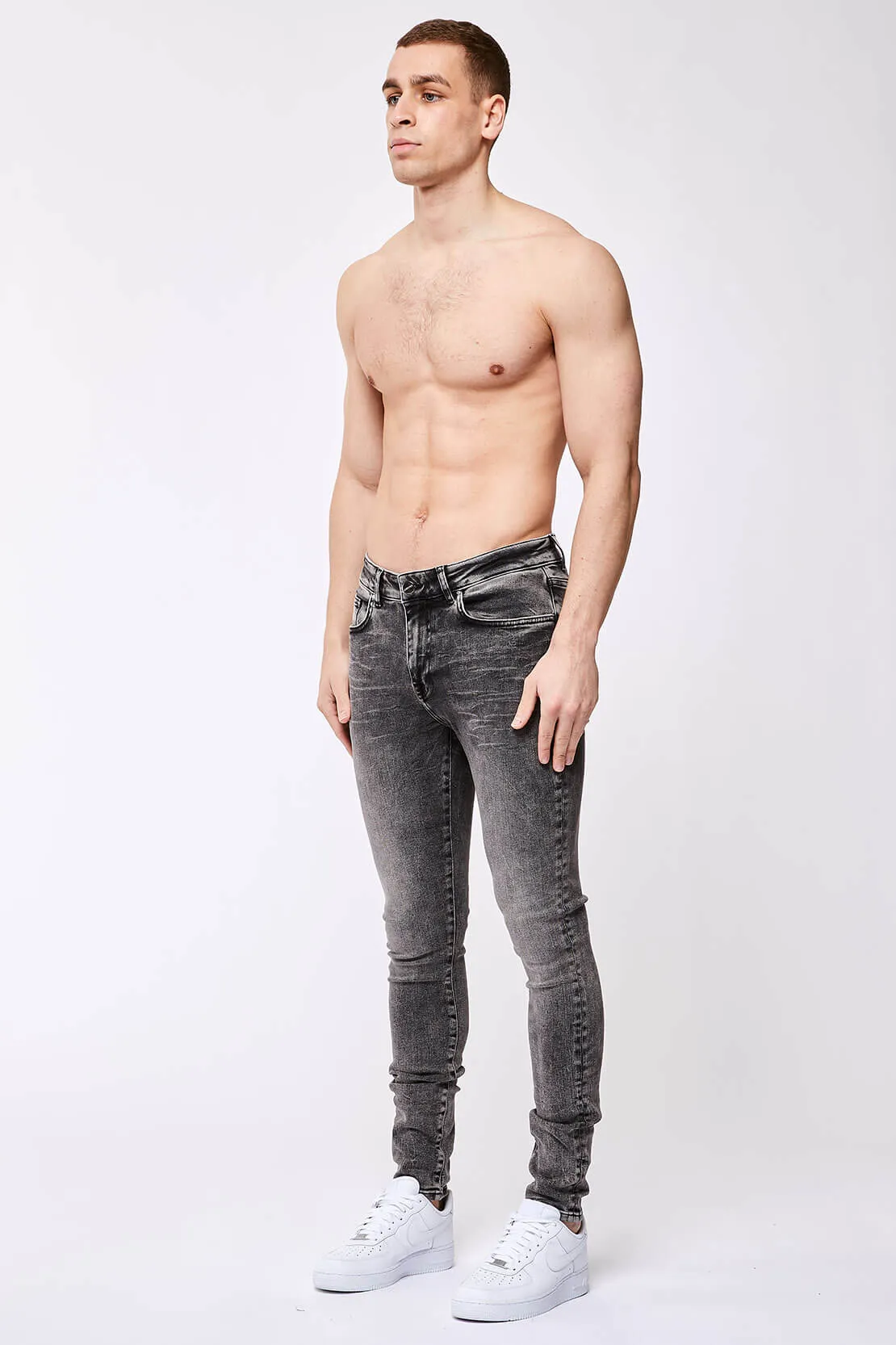 SKINNY FIT JEANS - ACID GREY WASH