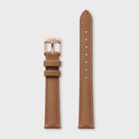 Strap 14 mm Leather Light Brown, Rose Gold Colour