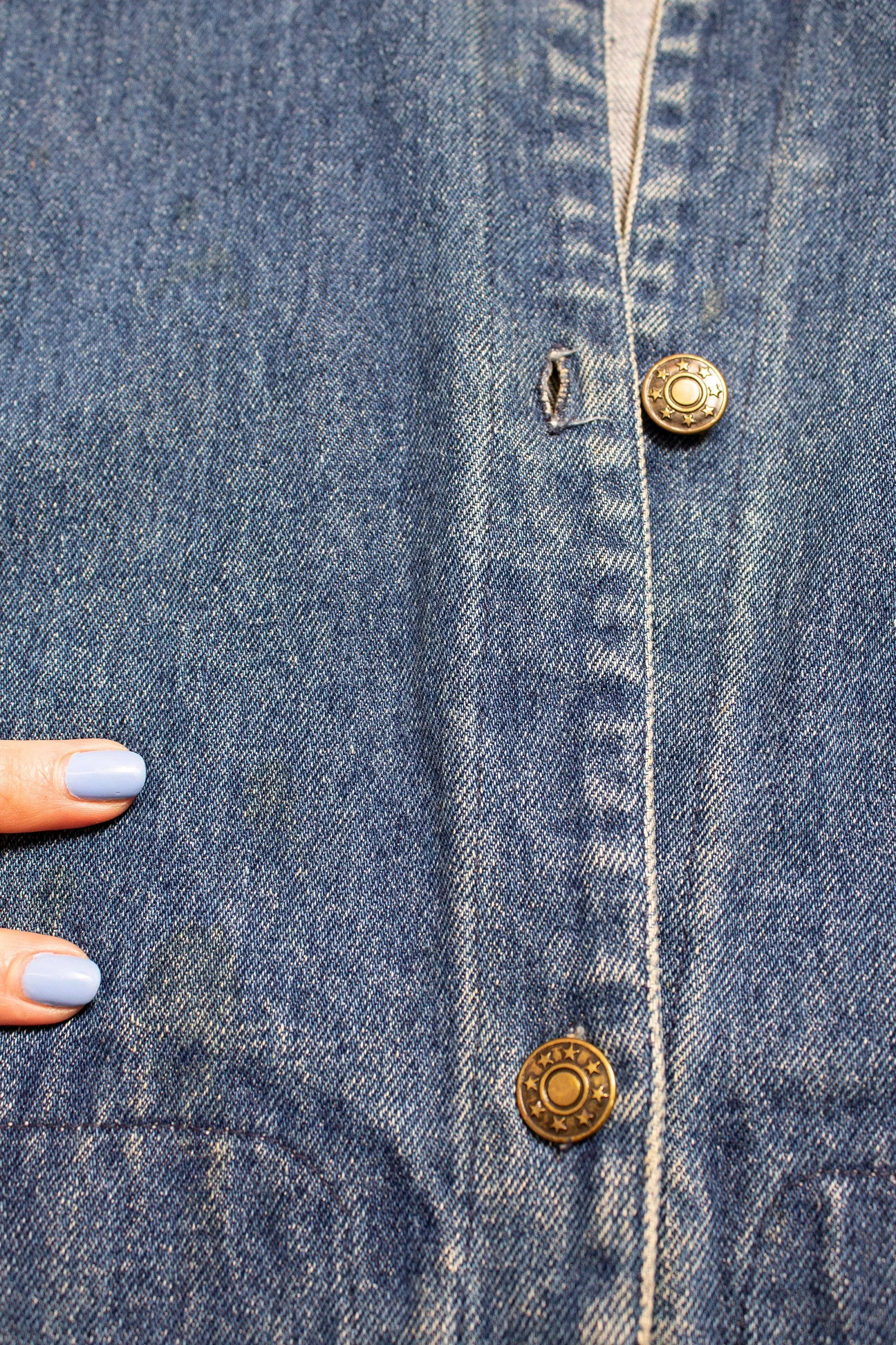 Vintage 1970s Denim Jacket Blue Jean Chore Jacket 70s Medium