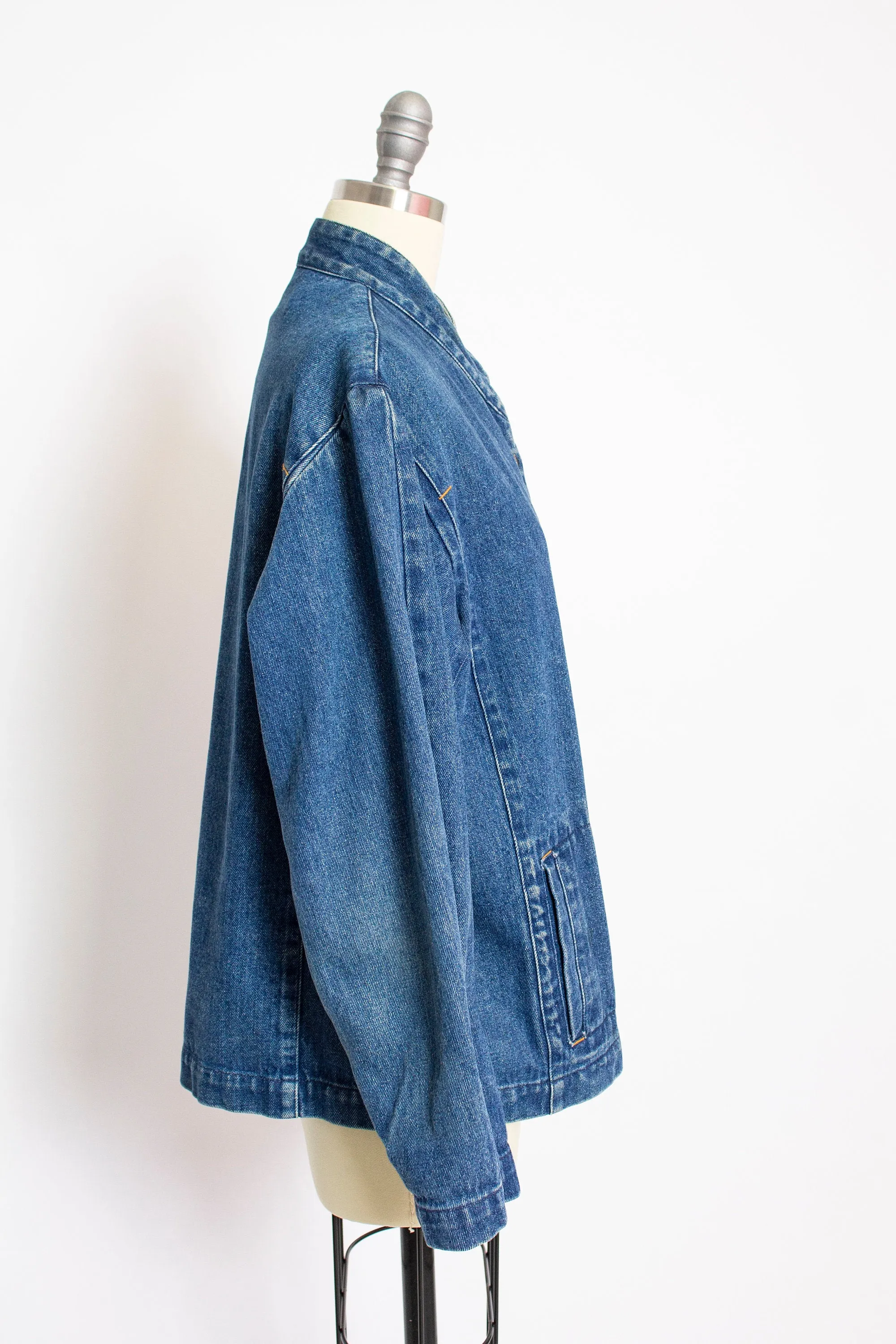 Vintage 1970s Denim Jacket Blue Jean Chore Jacket 70s Medium