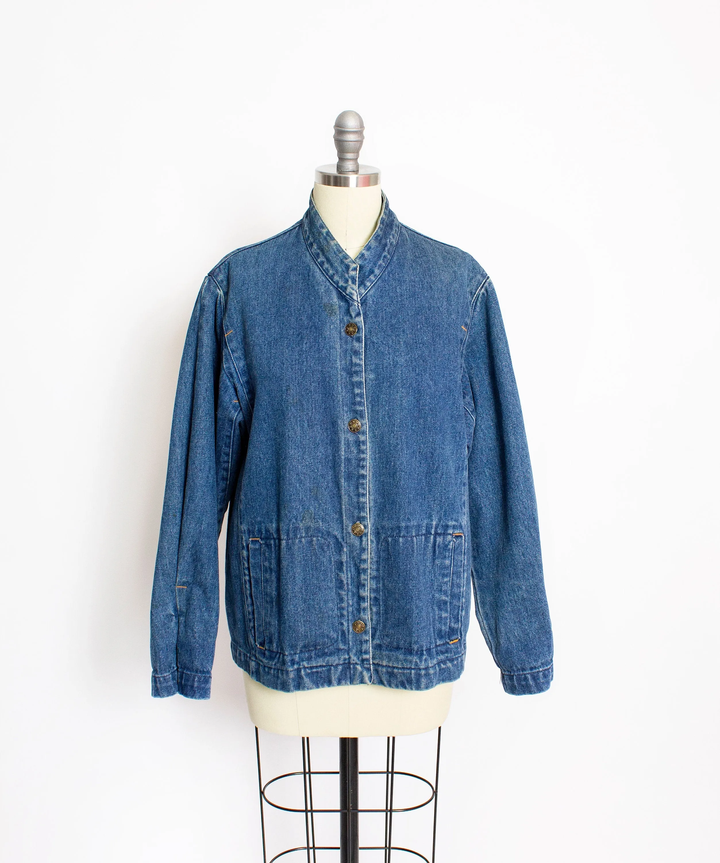 Vintage 1970s Denim Jacket Blue Jean Chore Jacket 70s Medium