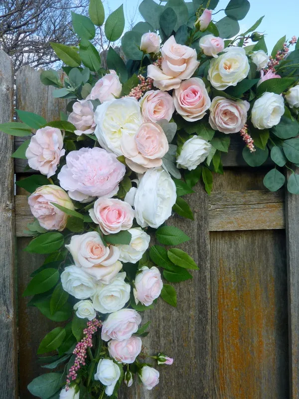 Wedding flowers FOR RENT - Blush Pink and White wedding arch