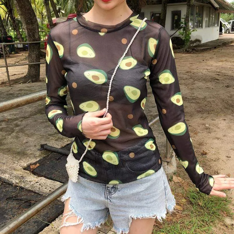 Women's Avocado Printed Skinny T-shirt